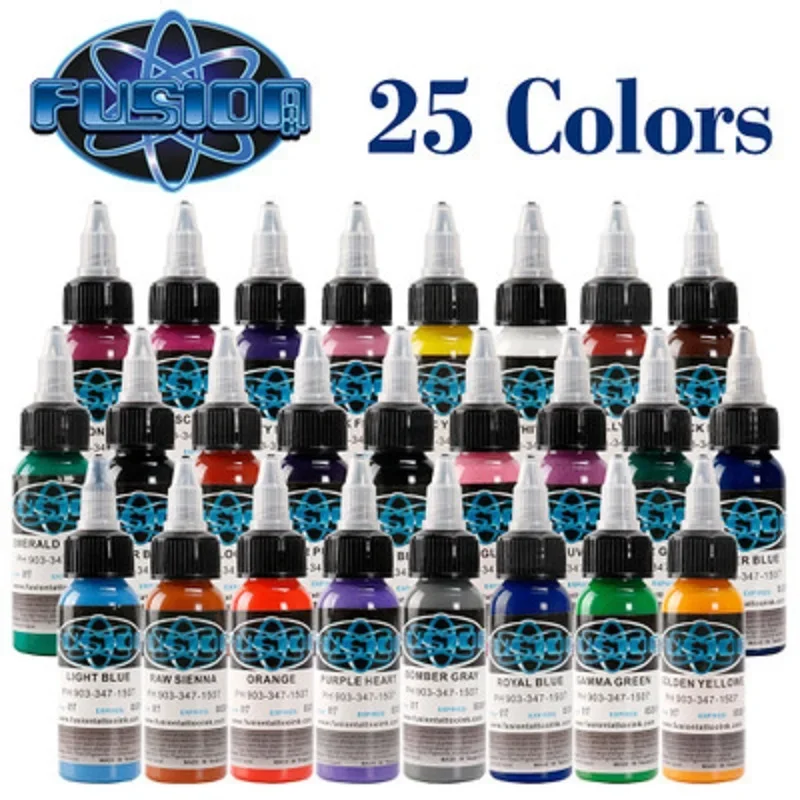 25 UDS Tattoo Supplies Tatouage Tintas De Tatuaje Para Tatuar Colores Profesionales Ink Set Encre Tatouage Pigment Microblading