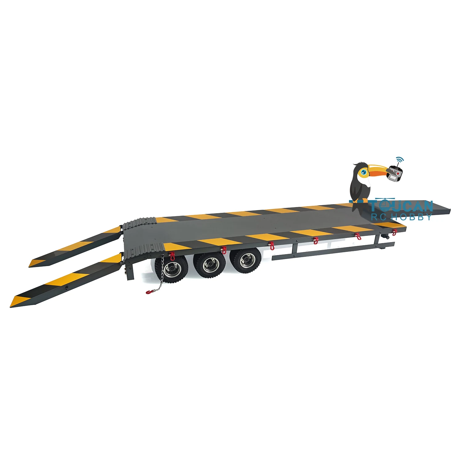 RC Metal Trailer Wheel Hubs 3Axle Heavy Model with Lights LED for 1/14 Tamiyaya LESU RC Tractor Truck DIY Model Toys