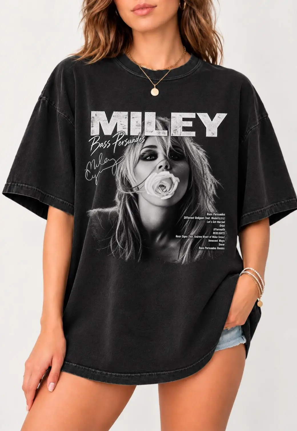 Miley Cyrus Vintage-Shirt, seltenes Bass-Persuades-T-Shirt, Pepper-Shirt, Hip-Hop-Streetwear-Bekleidung, ästhetisches Cyrus-Grafik-T-Shirt – Detail 5