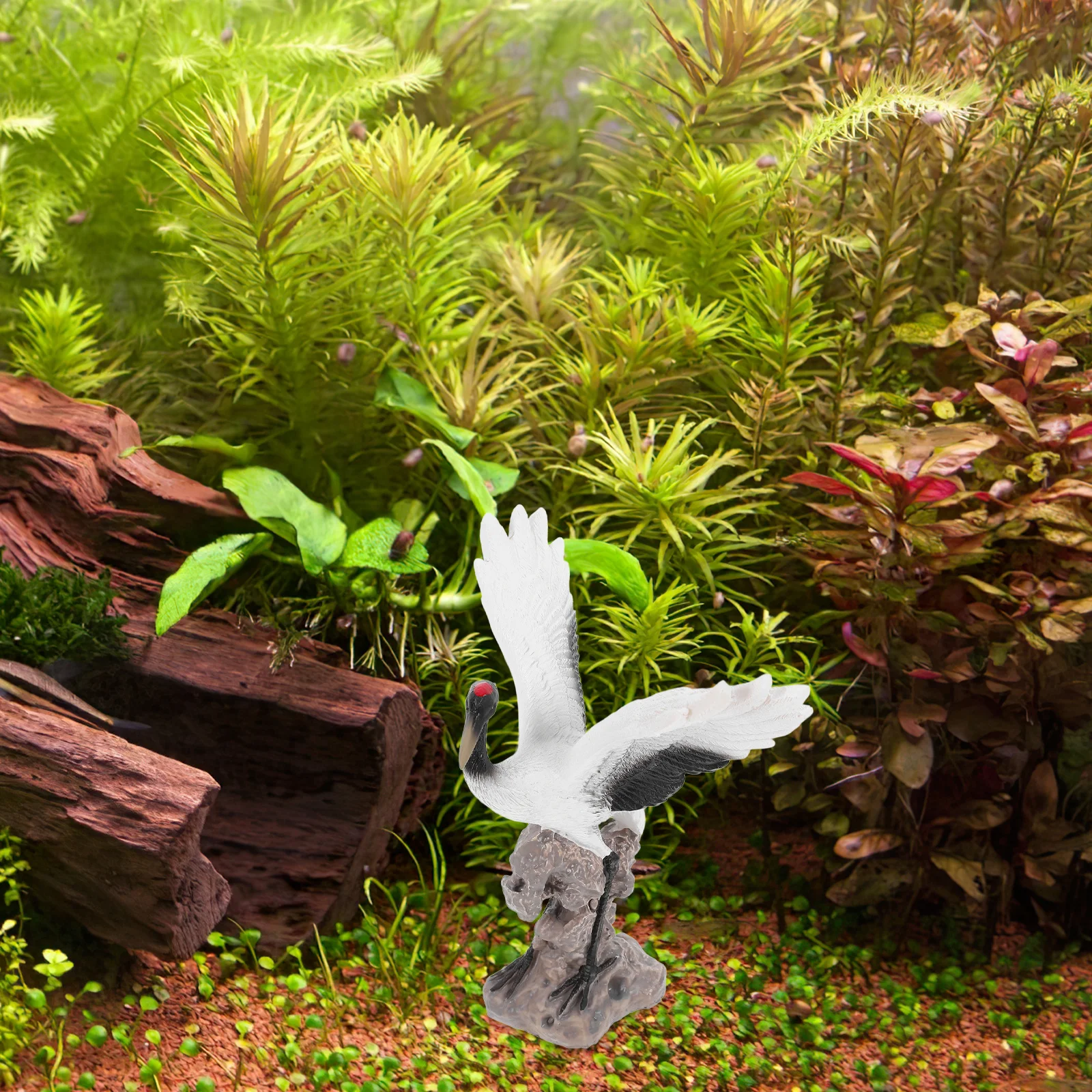 

Garden Crane Statue Realistic Miniature Bird Sculpture Bonsai Decoration Outdoor Indoor Fish Tank Water Decor Ornament