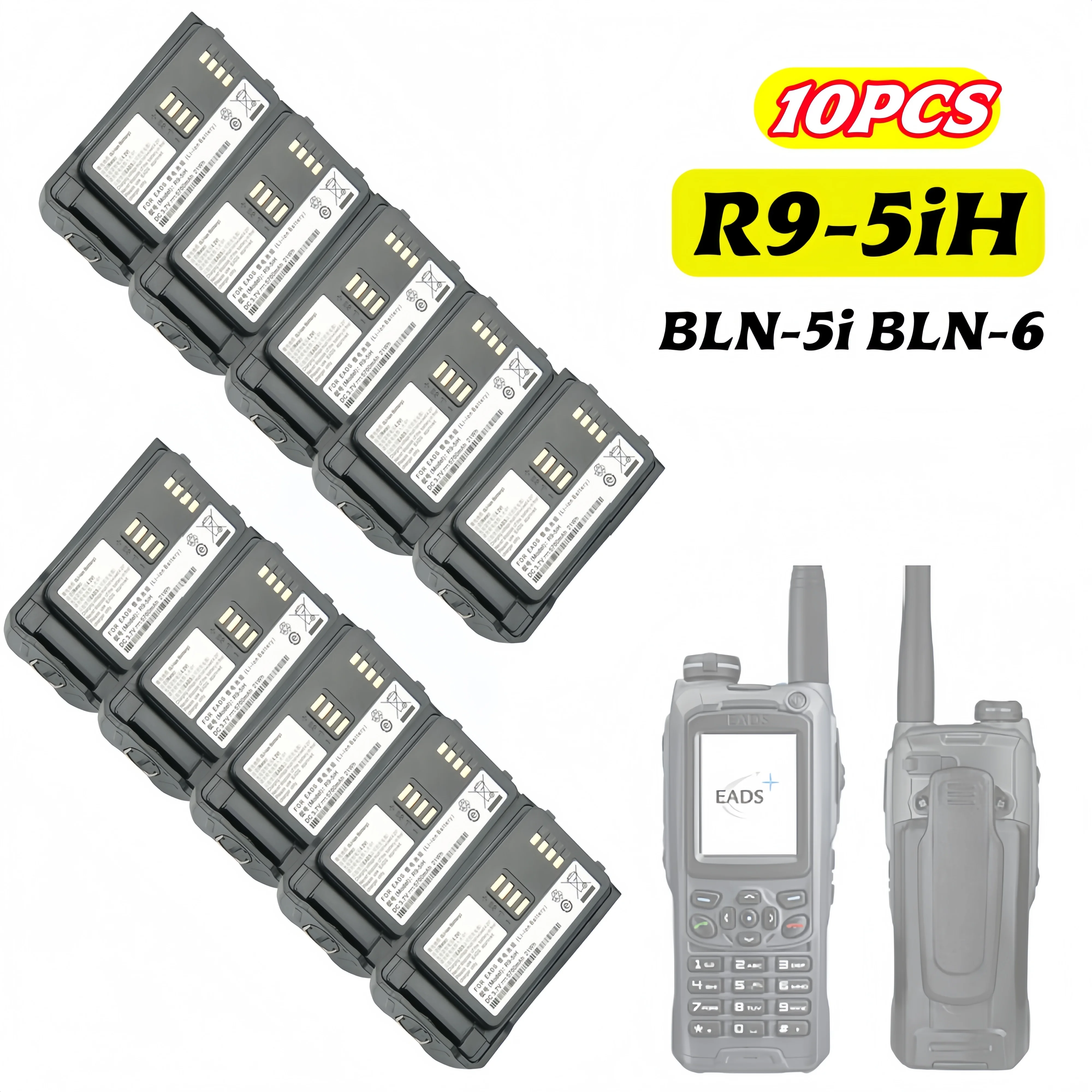 10PCS 5700mAh High Capacity Lithium-Ion Battery for EADS Airbus Cassidian TH9 THR9 THR9i THR9+ Tetra Radio BLN-6L BLN-5i