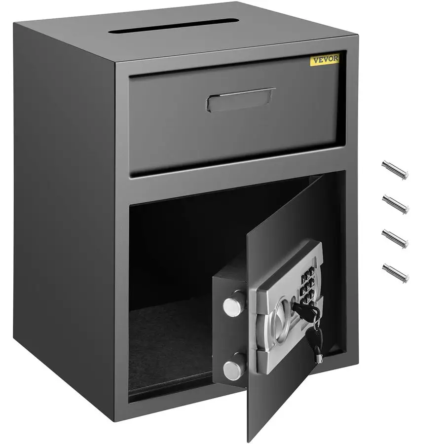 

Digital Depository Safe 1.7 Cubic Feet Made of Carbon Steel Electronic Code Lock Depository Safe with Deposit Slot with Two Eme