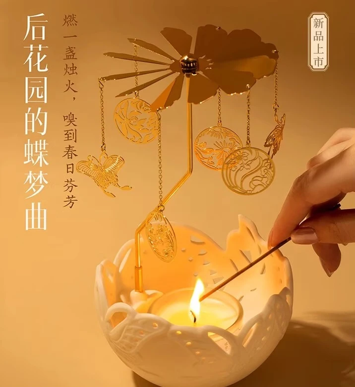 Aromatherapy Candle Butterfly Shadow Carousel Long-lasting Light Fragrance Gift Box Birthday Wedding Favor Gift