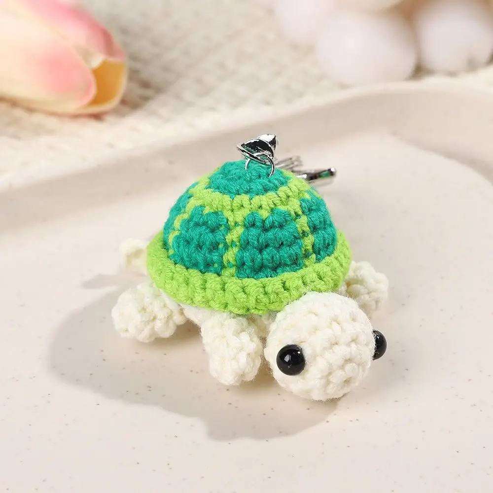 Cute Little Turtle Keychain Mini Crochet Woolen Hook Weaving Doll Tortoise Bag Pendant Creative Animal Car Keyrings Small Gift