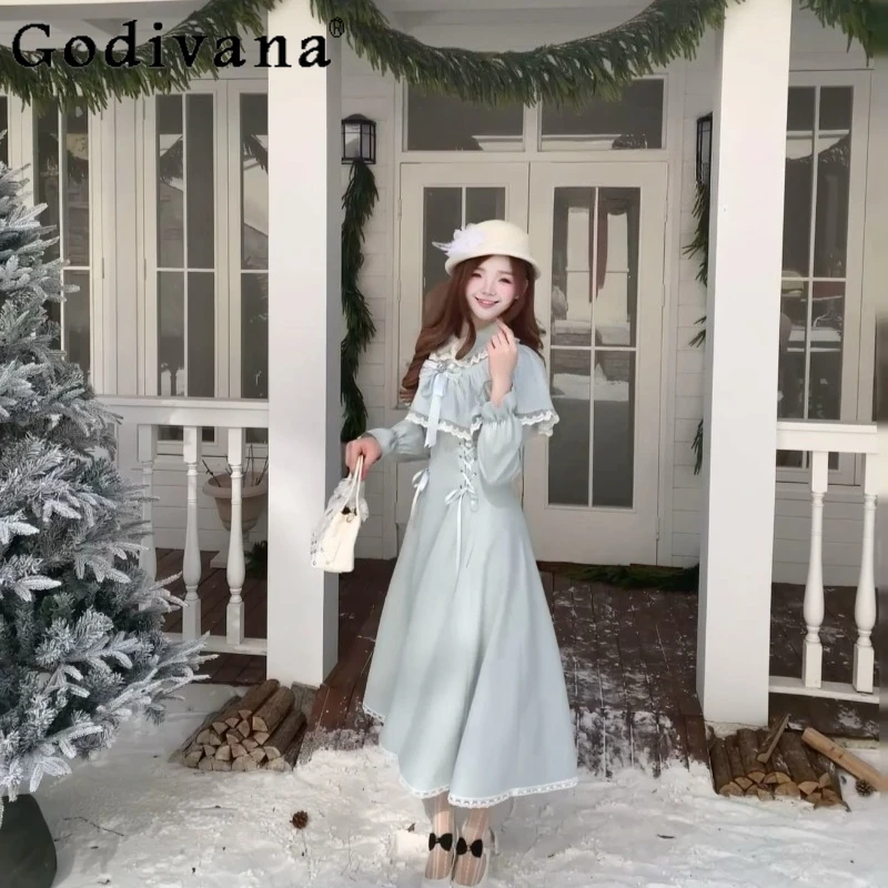 

Original Style Clear Gentle Cape Dress for Women High Street Princess Lolita Long Dress Female Japanese Style Sweet Dress