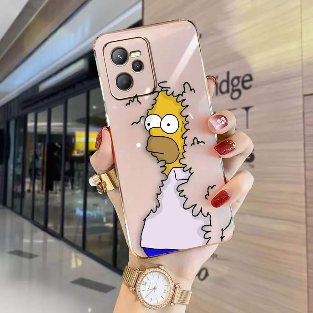 Funny Cartoon H-Homer S-Simpsons Cover Smooth E-TPU Phone Case REALME GT 2 NEO3 MASTER 8 8I 9 9I 10 11 PRO C21Y C33 C35 C53 Case