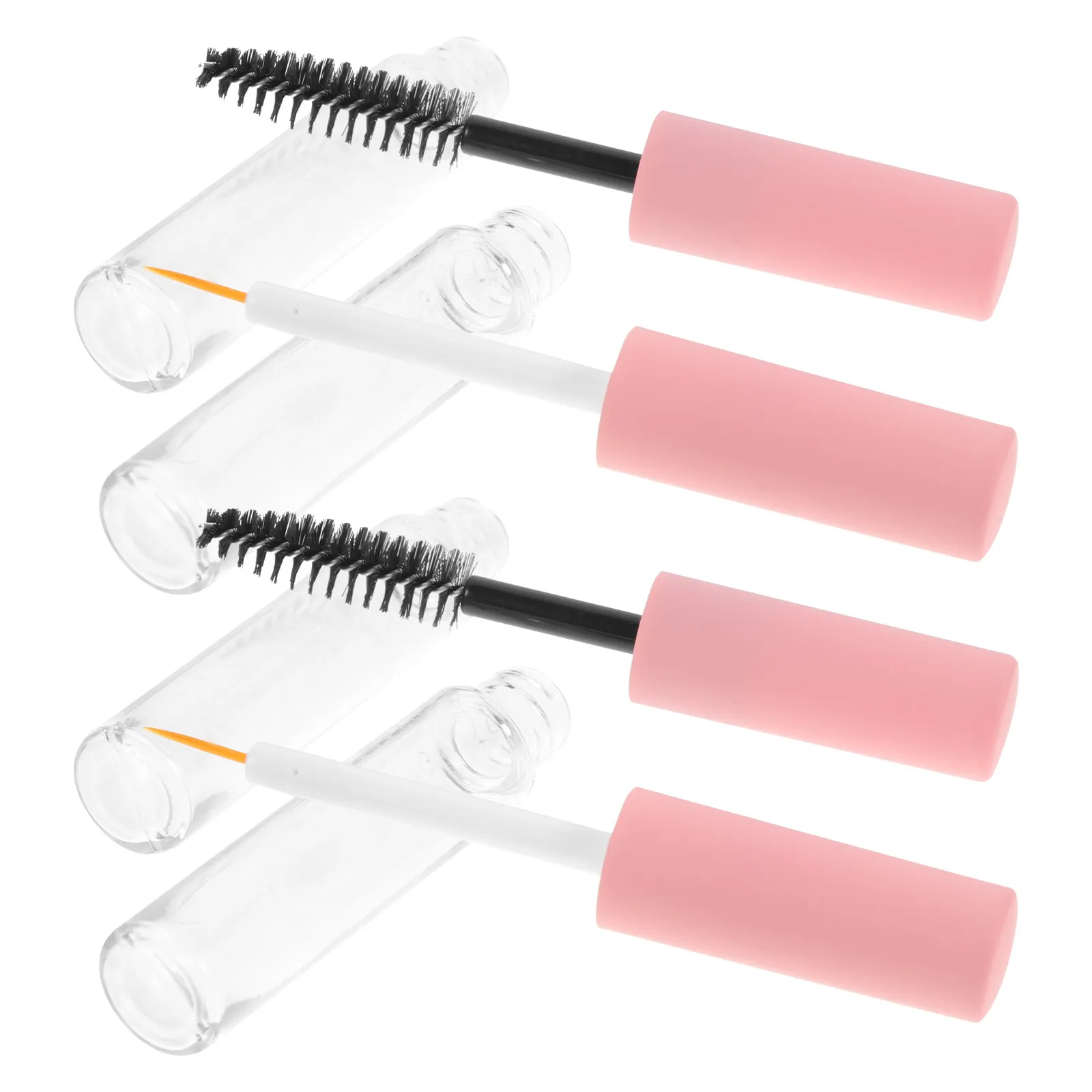 4Pcs Pet Empty Mascara Tube Small Shadow Tip Liner Bottle Transparent Refillable Container with Applicator Wand for DIY Makeup