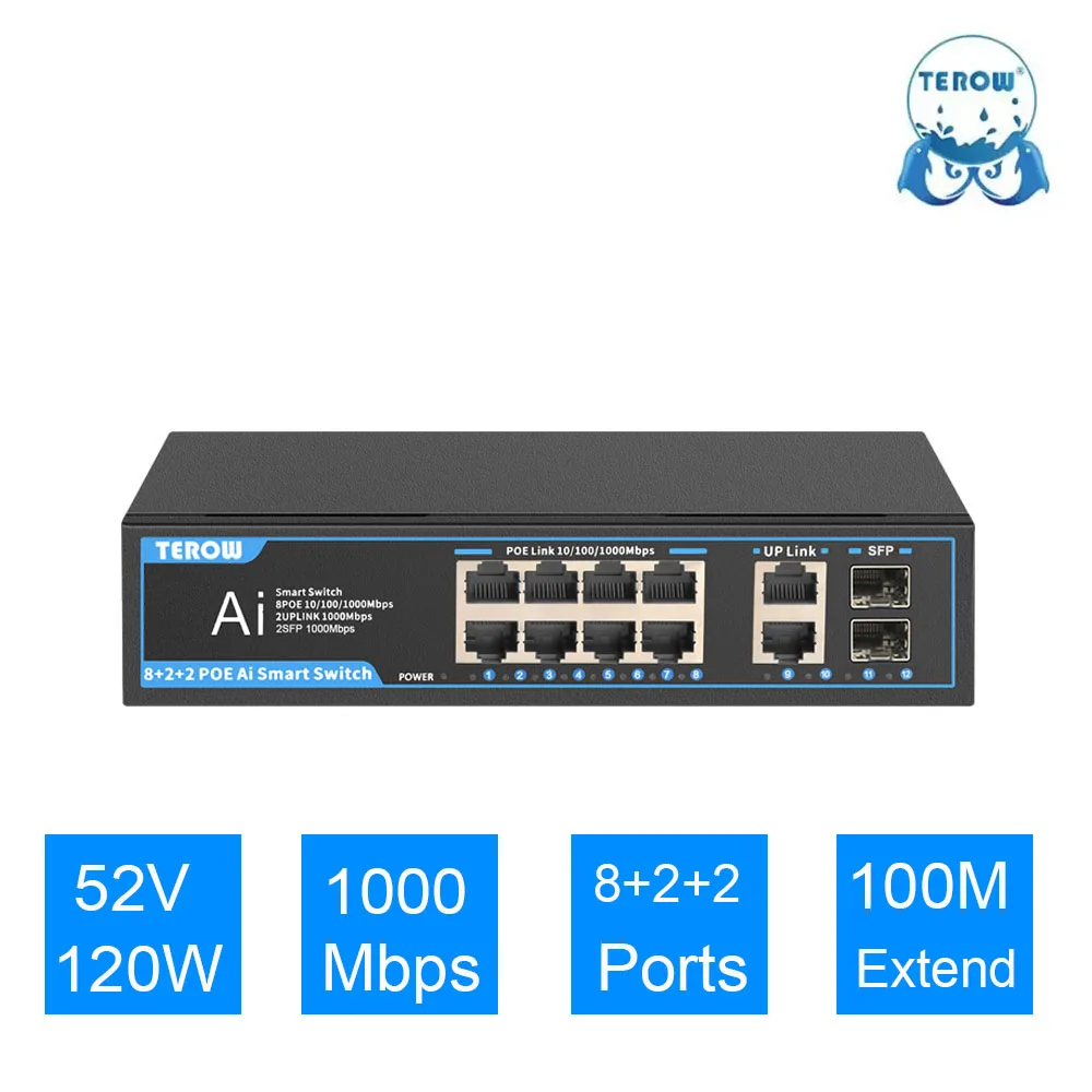 terow-12-ports-gigabit-switch-12ports-ethernet-switch-1000mbps-8-poe-ports-2-uplink-2-sfp-slots-network-switch-for-wifi-router