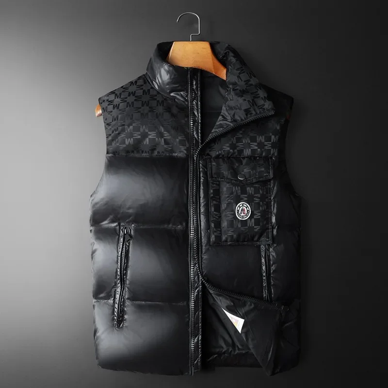 

Лидер продаж, мужской пуховый жилет, лоскутная куртка без рукавов с воротником-стойкой, повседневный модный зимний жилет, наполнитель белого утиного пуха