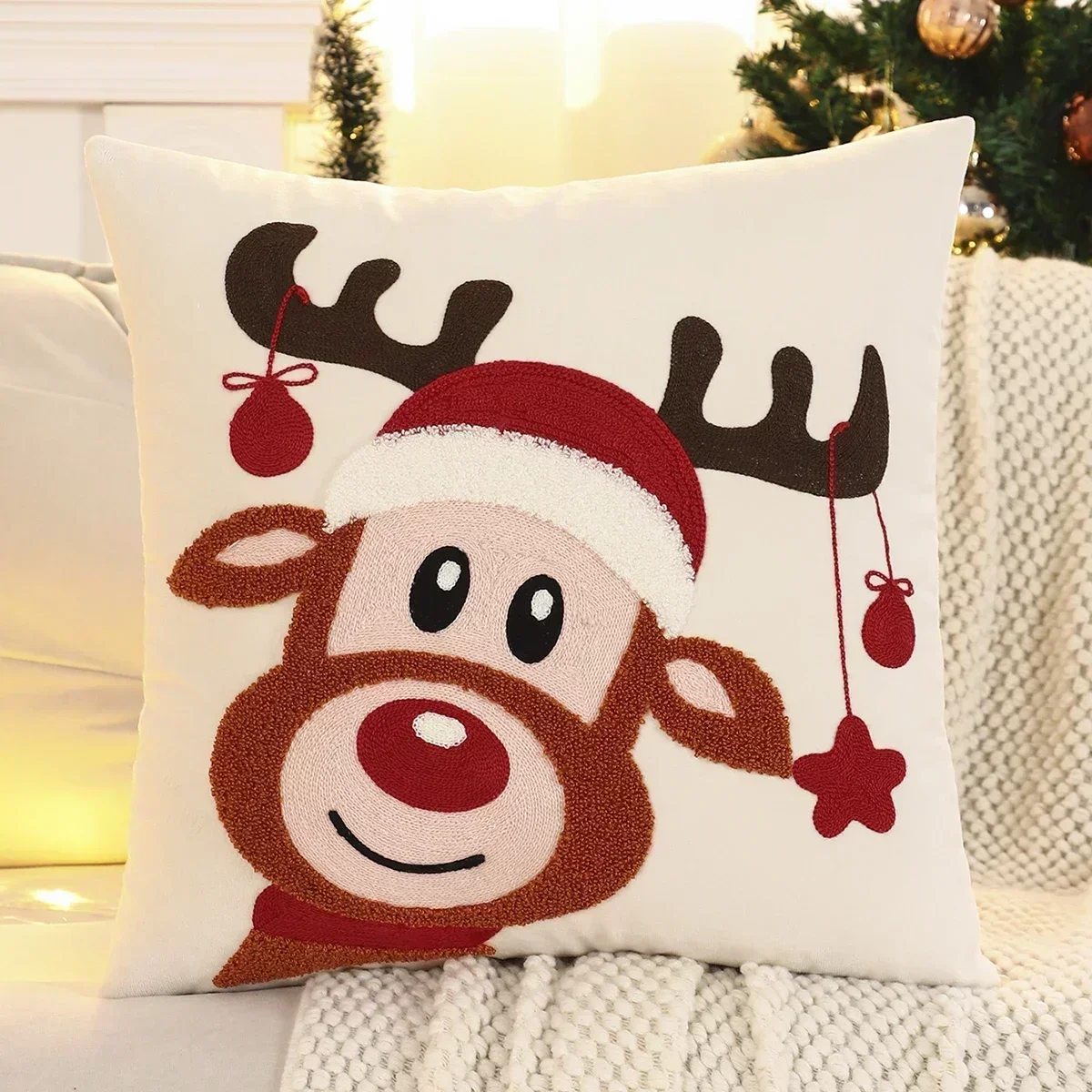 

1 шт., рождественский олень, наволочка, бархатные перчатки с вышивкой, рождественское украшение для гостиной