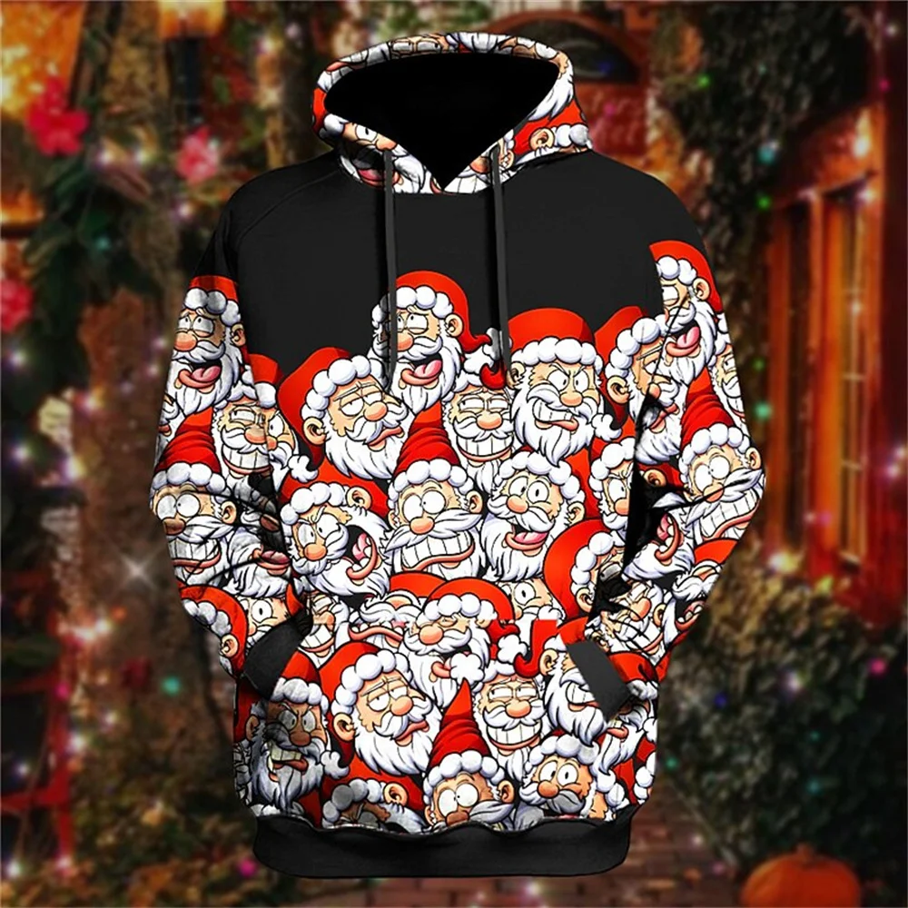 Xmas Christmas Men's 3d Hoodies New Year Party F2k Pullover Vintage Clothes For Men Harajuku Clothing Long Sleeve Sweatshirt