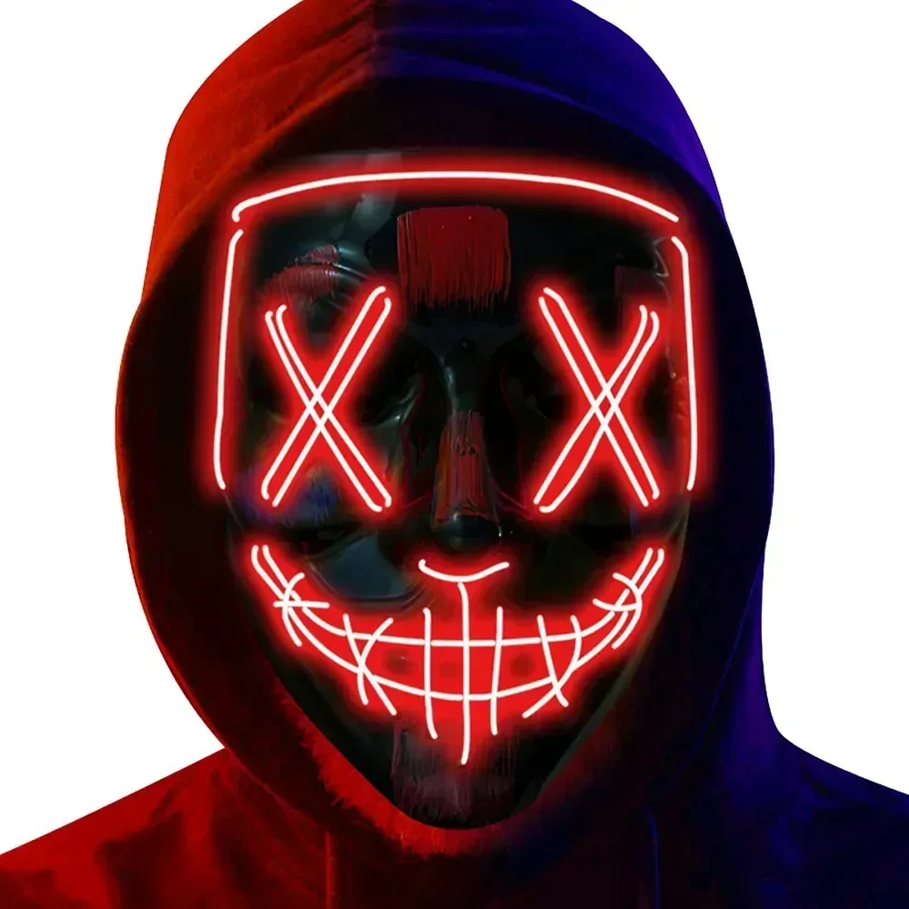 

2025Colorful Luminous Mask LED Party Terror Mask Nightclub Ghost Face Luminous Mask Nightlight Wireless Bar Music Festival