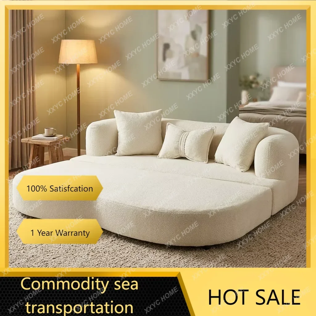 XXModern Modern Cloud Shape Plush Sofa with Round Curved Armrest, Luxury Cream Style Leisure Sofa for Small Living Room Home