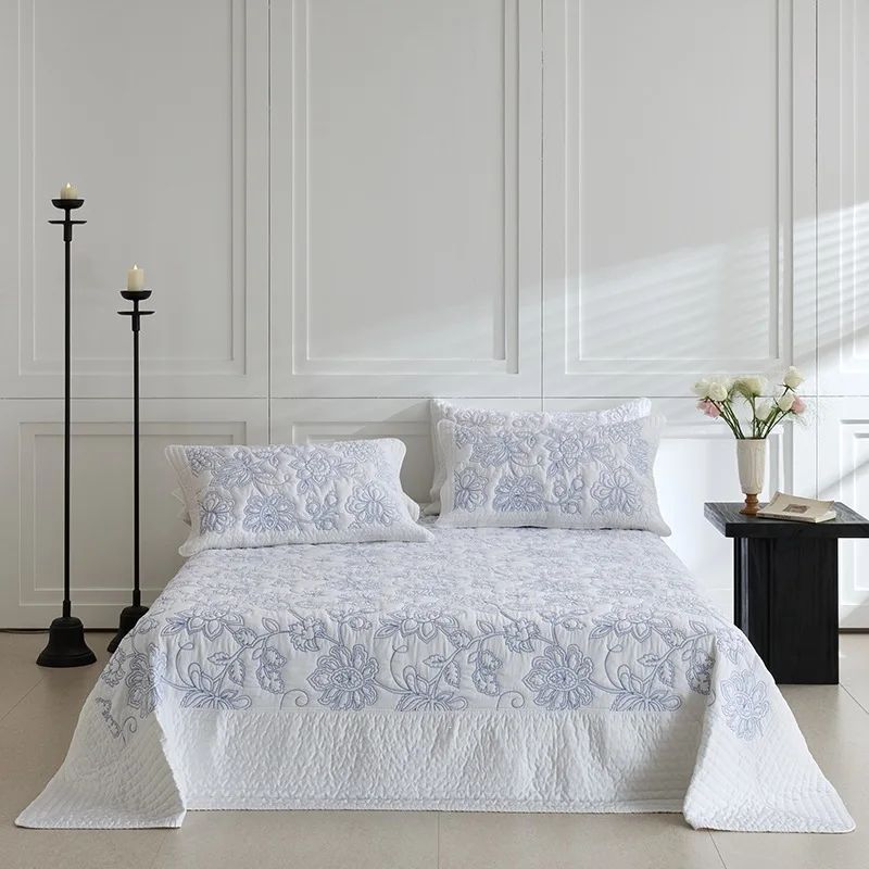 Luxury 3D Puff Quilted Bedspread 3-Piece Set, Ultra-Soft Washable Coverlet with Silky Touch, Lightweight Summer Quilt Queen Size