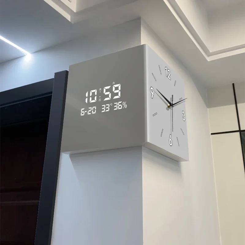 Modern Simple Perpetual Calendar Electronic Clock Digital Display Clock Living Room Corner Wall Clock Creative