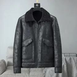 Faux Leather Jacket with Thickened Fleece and Grain Fur for Men and Women, Perfect for All Ages and Occasions in Winter 2024