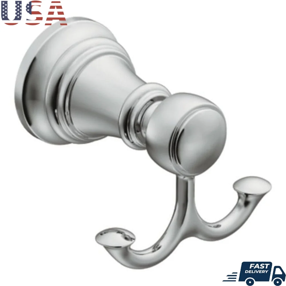 

Викторианский хромированный двойной крючок для халата с фарфоровыми вставками. Простая установка. Коррозионностойкий аксессуар для ванной комнаты. Элегантный дизайн.