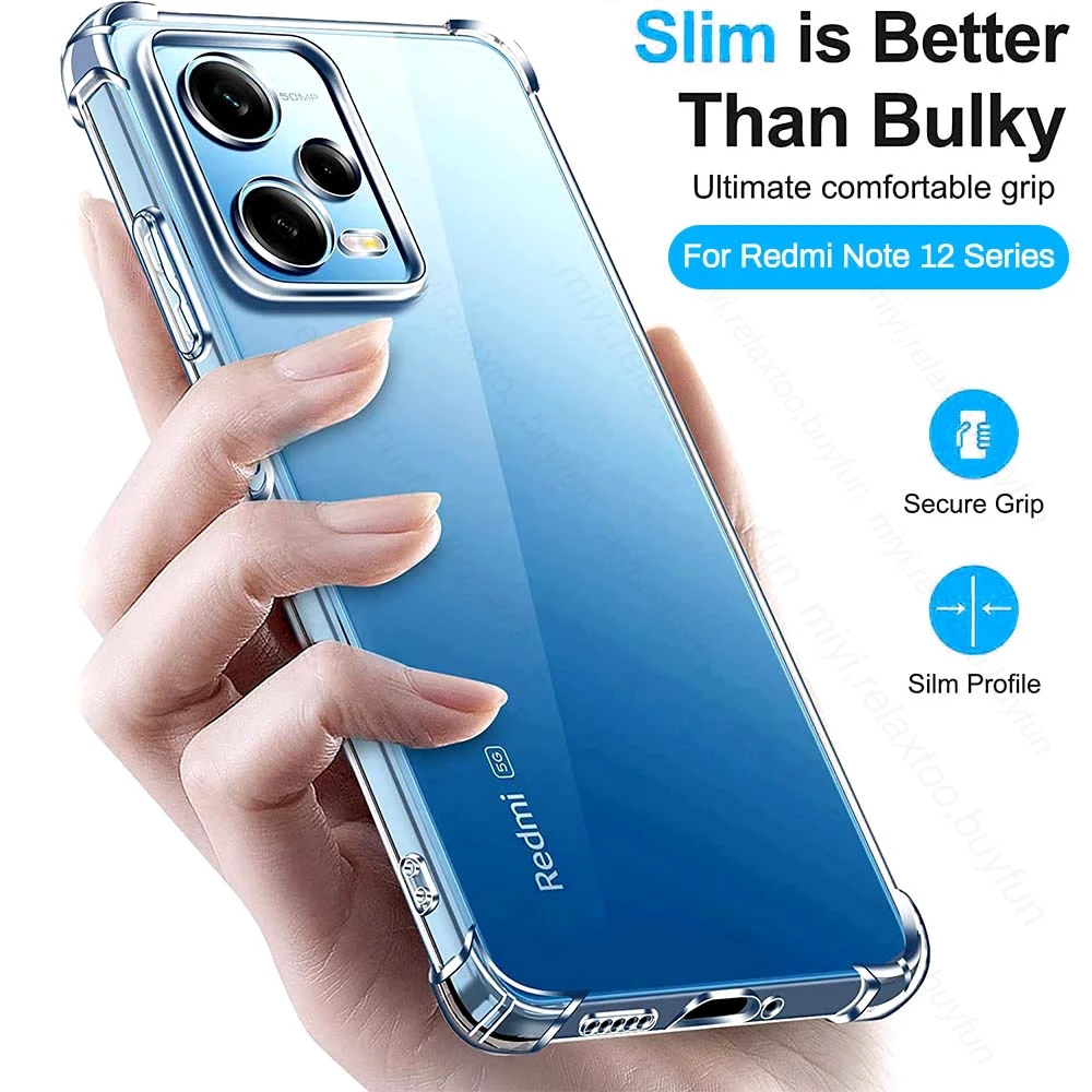 Redmy Note12 4G Case Clear Silicone Soft Cover For Redmi Note 12 Pro+ Pro Plus 5G 6.67