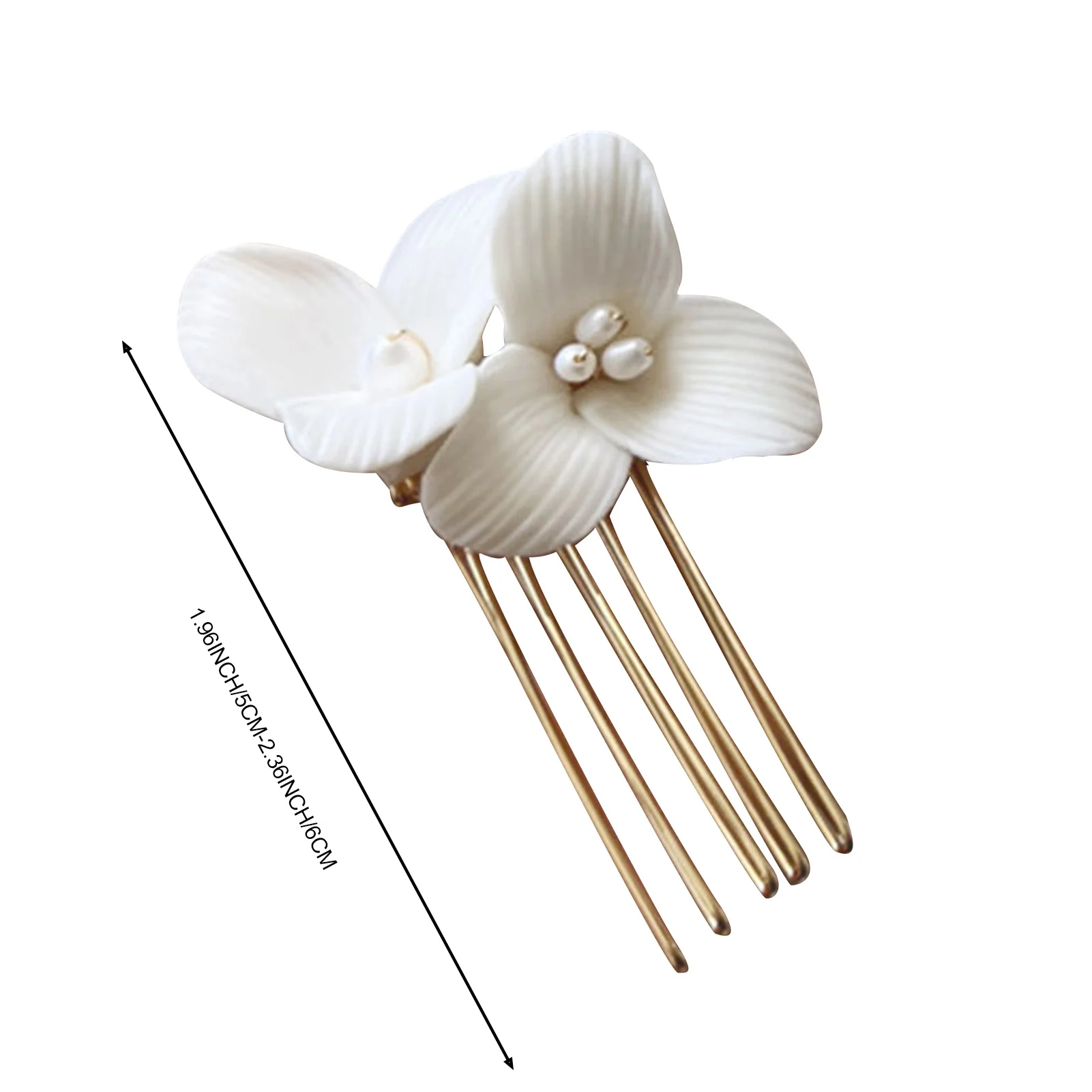 Mini White Ceramic Flower Hair Combs Simple Pearls Side Clips Bride Wedding Headdress Elegant Hairpins Hair Jewelry for Women