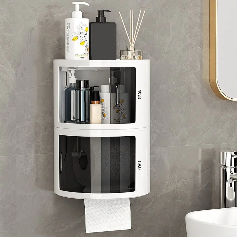 

Creative Waterproof Tissue Box Hole-Free Wall Mounted Storage Rack Stacked Storage Toilet Paper Holder Household