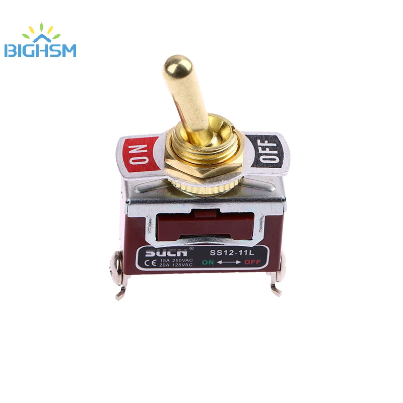 Golden Color Brass Knurl Toggle 12~ 250V 1GANG 2Way 2-Pin DIY Home Bar Hotel Car Machine Electric Wall Light Switch