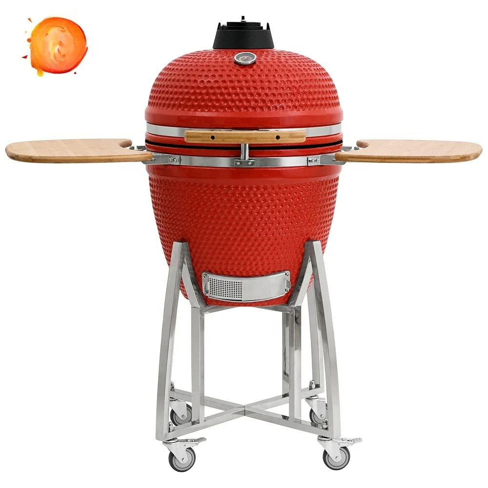 

21 Inch Matte Red Barbecue Outdoor Kamado Joe China Ceramic Charcoal Kamado Bbq Grills