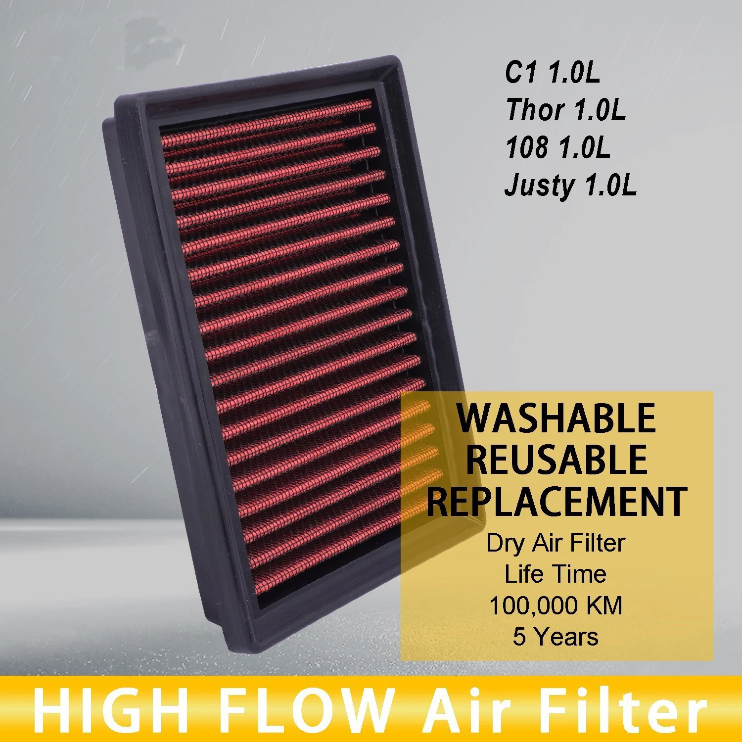 High Flow Cold Air Filter Fit for Toyota Aqua Aygo C-HR Corolla Prius Yaris Citroen C1 Daihatsu Thor Peugeot 108 Subaru Justy