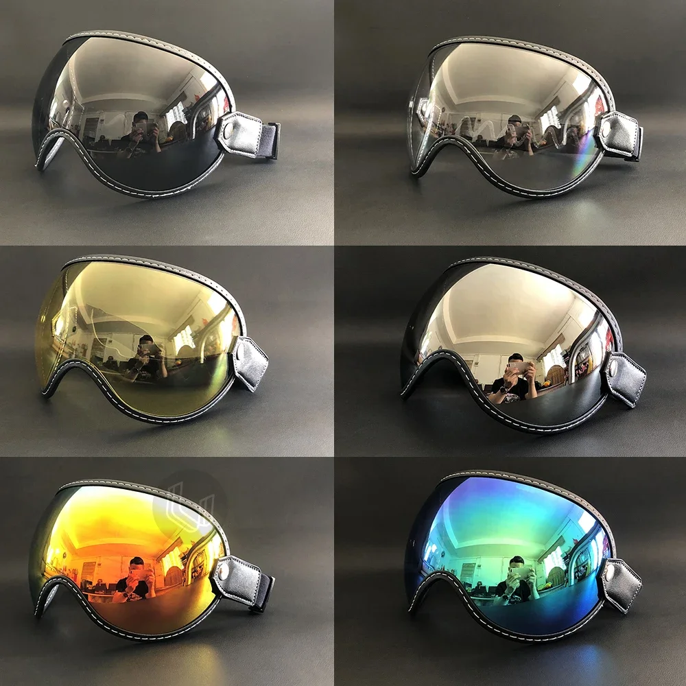 Retro Motorcycle Goggles Bubble Visor UV Protection Lens Shield For SHOEI JO EX-ZERO Arai Classic AIR  BELL Simpson