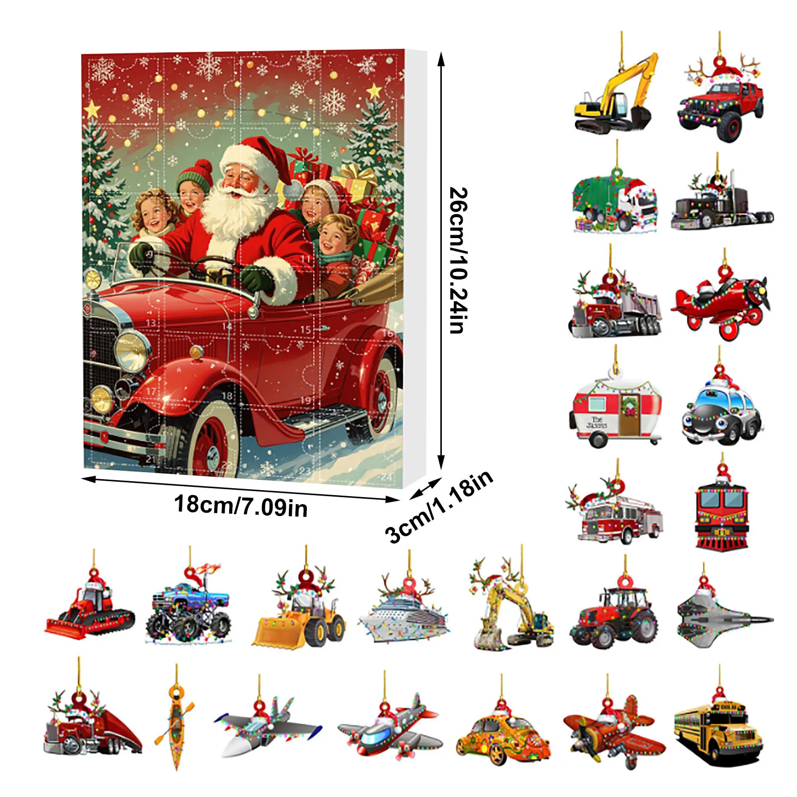 Giocattoli di moda 2025 24 giorni di Natale Conto alla rovescia a sorpresa Calendario da appendere a parete 2d Ciondolo acrilico decorativo per bambini Popolare