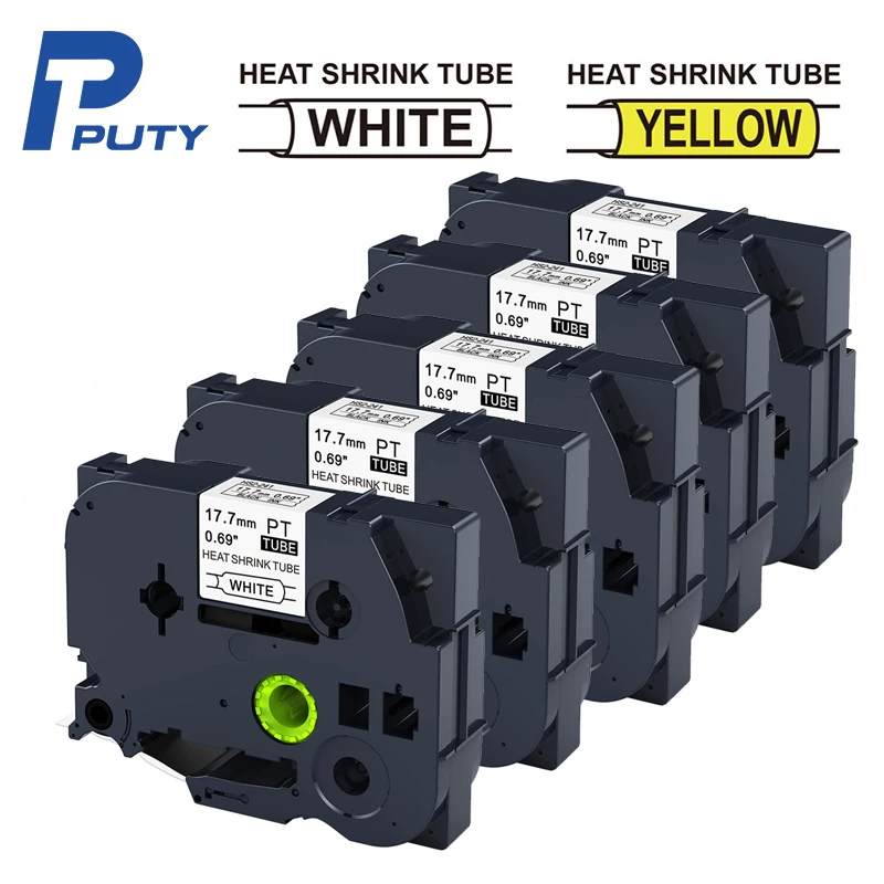 PUTY 5PK Heat Shrink Tubes HSe-241 for Brother HSe241 HSe 241 HSe641 17.7mm label for Brother P-Touch Printer