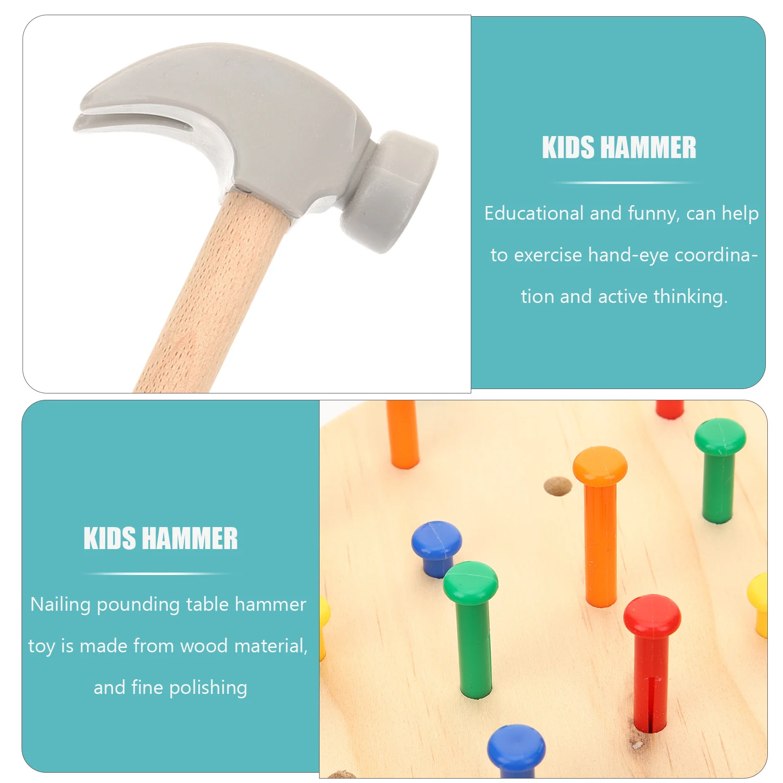 1 مجموعة الخشب الأظافر قصف الجدول المطرقة التعليمية خشبية الطفل منضدة مشرق اللون غرامة مصقول آمنة الاطفال أداة #5