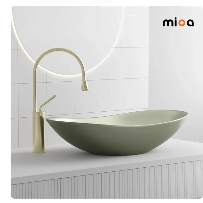 LH oval art basin, light luxury ingot, ceramic washbasin, top-mounted basin, metallic texture