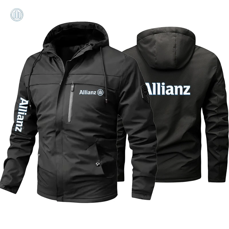 

2026 Allianz logo Men's Waterproof Hiking Jacket Large Size Windproof Windbreaker Camping Hunting Running Trekking Fishing Coat