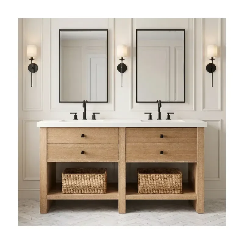 Modern Minimalist Custom Bathroom Vanity Cabinets Easy Installation Wash Basin Combo