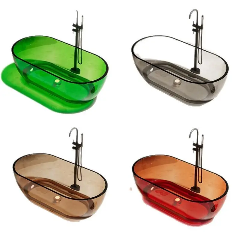 

Pure acrylic transparent resin bathtub Home Internet celebrity Small apartment Double independent artificial stone