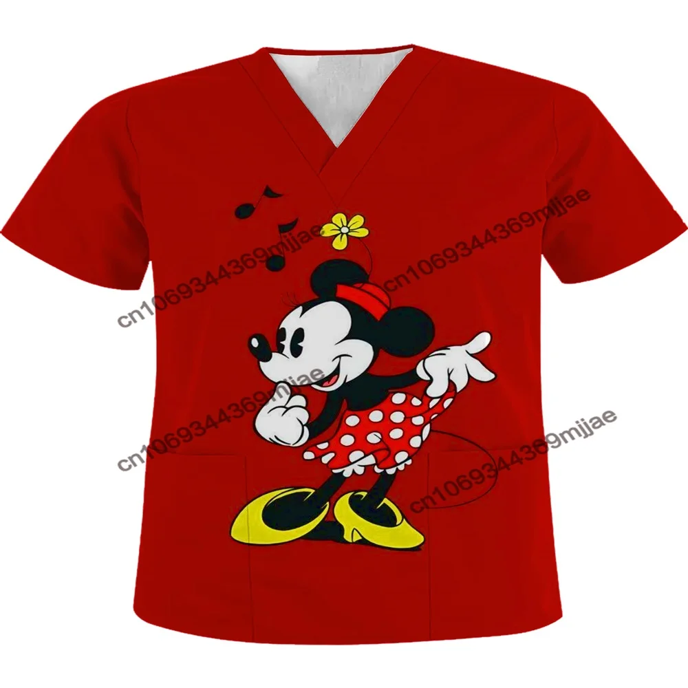 Disney Traf-T-shirt Y2K pour Femme, Uniforme d'Infirmière à Poches, Haut Court à Col en V, Corset Zevity, 2023