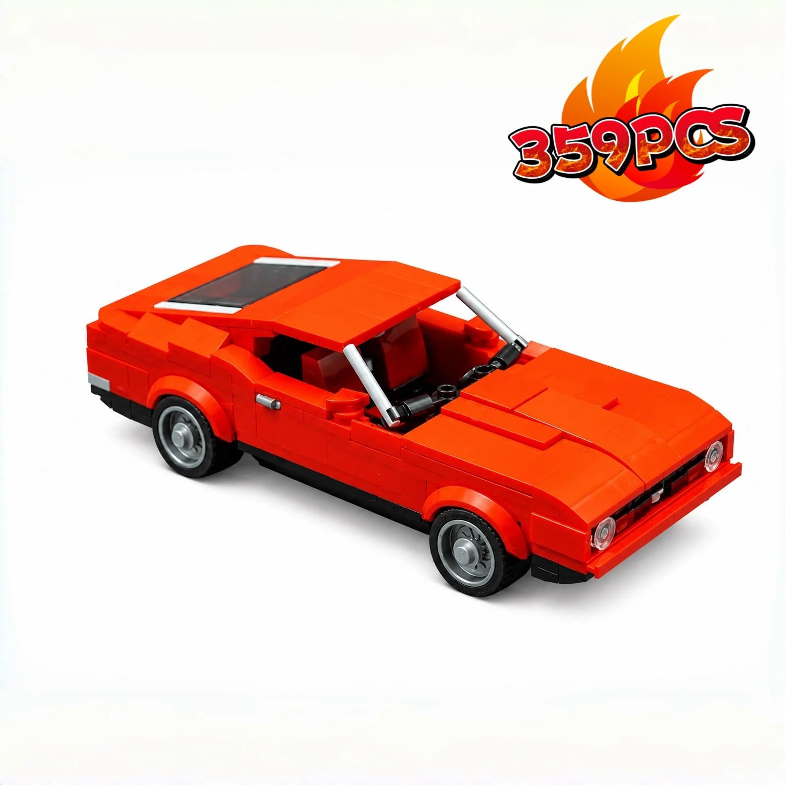 

70s Classic American Muscle Car Building Block Model, 359 Pieces, Creative Birthday & Christmas Gift for Boys, Item No.138347