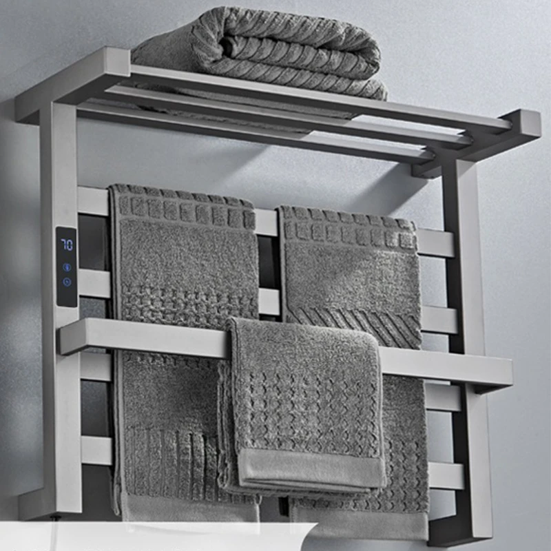 OXG Термостатическая электрическая вешалка для полотенец для ванной комнаты Настенная электрическая вешалка для полотенец с подогревом для ванной комнаты, встроенный таймер