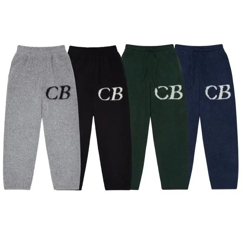 الشتاء الرجال النساء CB رسالة شعار الجاكار فضفاض السراويل الصوفية الهيب هوب الشارع بنطلون عادية مرونة الخصر الرباط Sweatpants