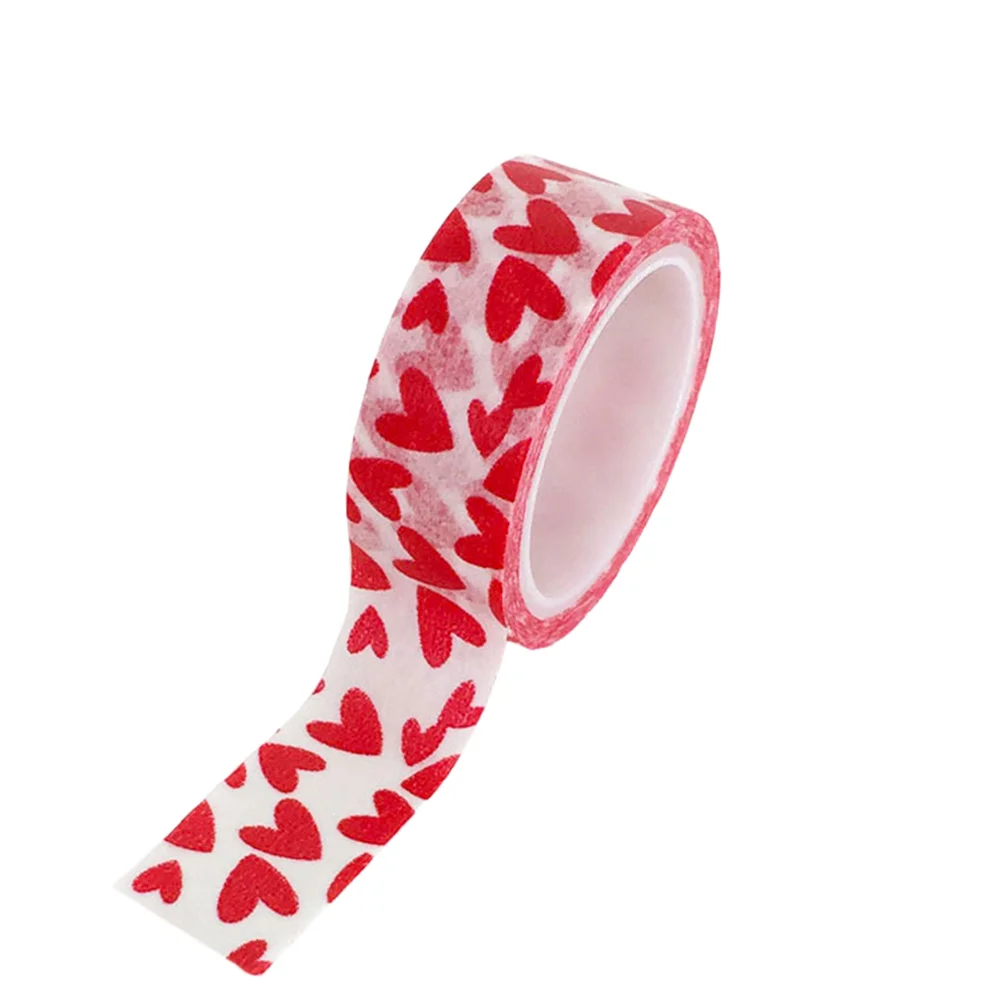 5 Rolls DIY Decorative Tape Red Love Pattern Tearable Adhesive Stationery Repositionable Masking Paper Craft