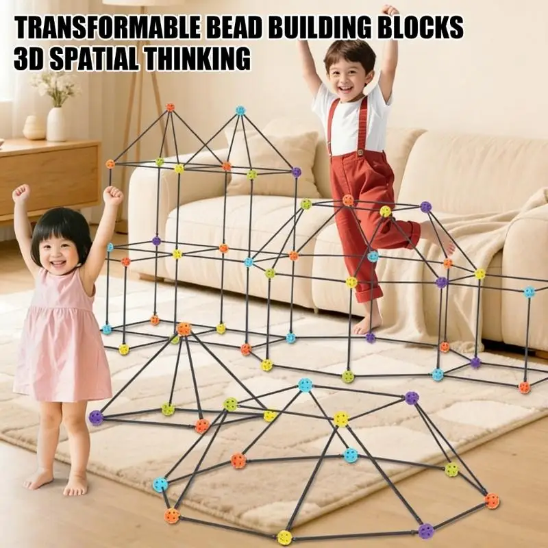   Creative Structure Making Set For Kids With 100 Bright Pieces To Design Castles Tunnels And Play Spaces
