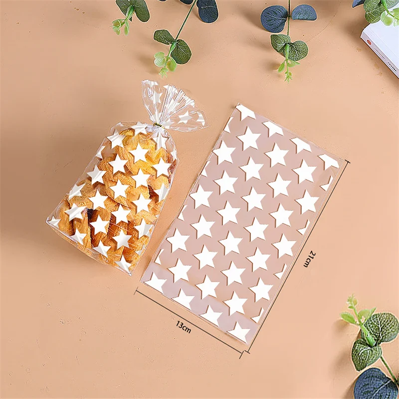 OPP Flat Pocket Transparent Three-Dimensional Bag, Wave Star, Party Candy Food Plastic Bag, Baking Small Biscuit Packaging Bag