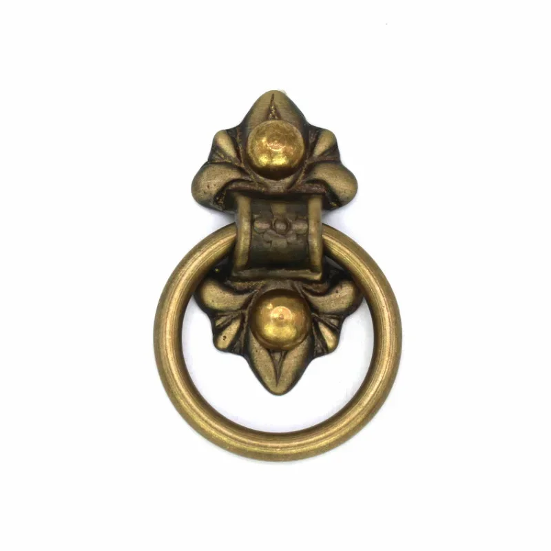 Old Ring Door Knocker Brass Bronze Knob for Cabinet Classics Gate Round Ring Handle Retro Entrence Door Knock Home Hardware