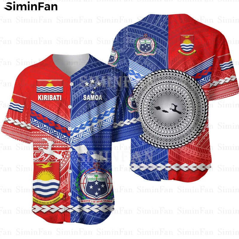 

Samoa Kiribati Blue Red 3D All Printed Men Hawaiian Shirt Baseball Jersey Male Camisa Summer Polo Tshirt Unisex Tee Female Top