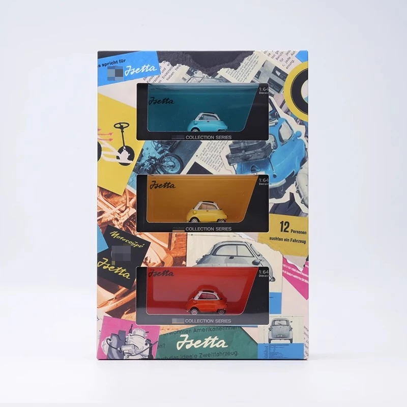 

AR BOX 1/64 Isetta Macaroon Цветная игрушка из сплава Моторный автомобиль Литая под давлением металлическая модель Подарки