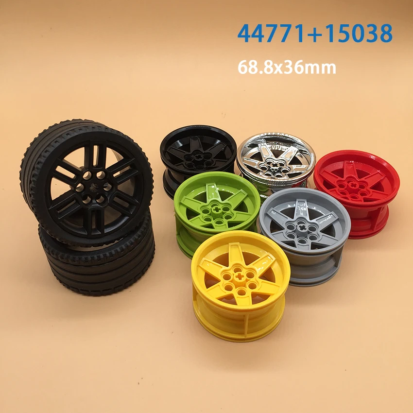 

Technological Tire Wheel DIY Car Truck Building Block 56x34mm Wheel Hub 68.8x36mm Tire MOC Part Compatible with 44771 15038