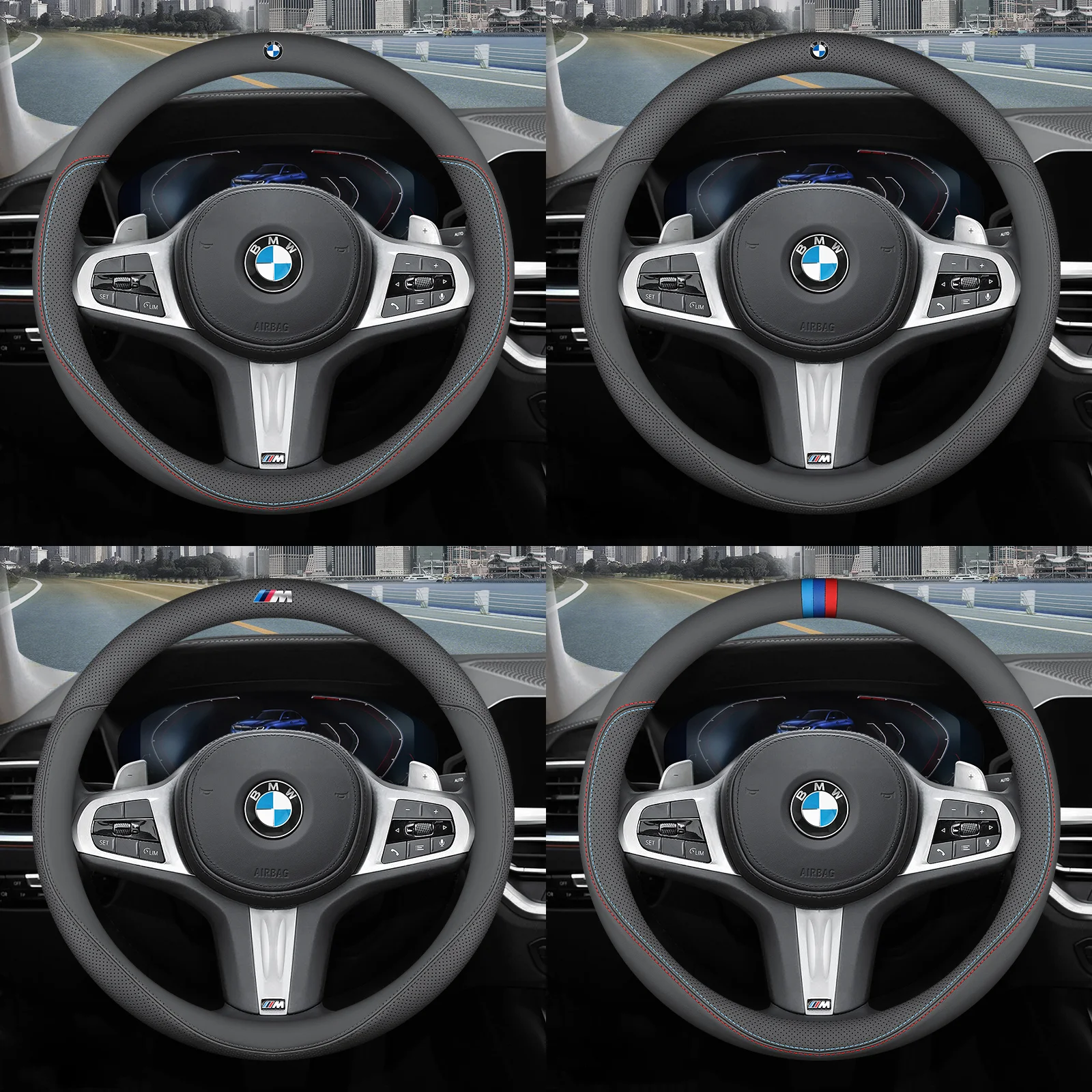 For BMW X3 X5 X7 1 3 4 5 7 Series 328i 528i 535i 530i 540i 320i 330i 325i X1 X2 X4 X6 E90 E60 F30 Car Steering Wheel Cover 38cm