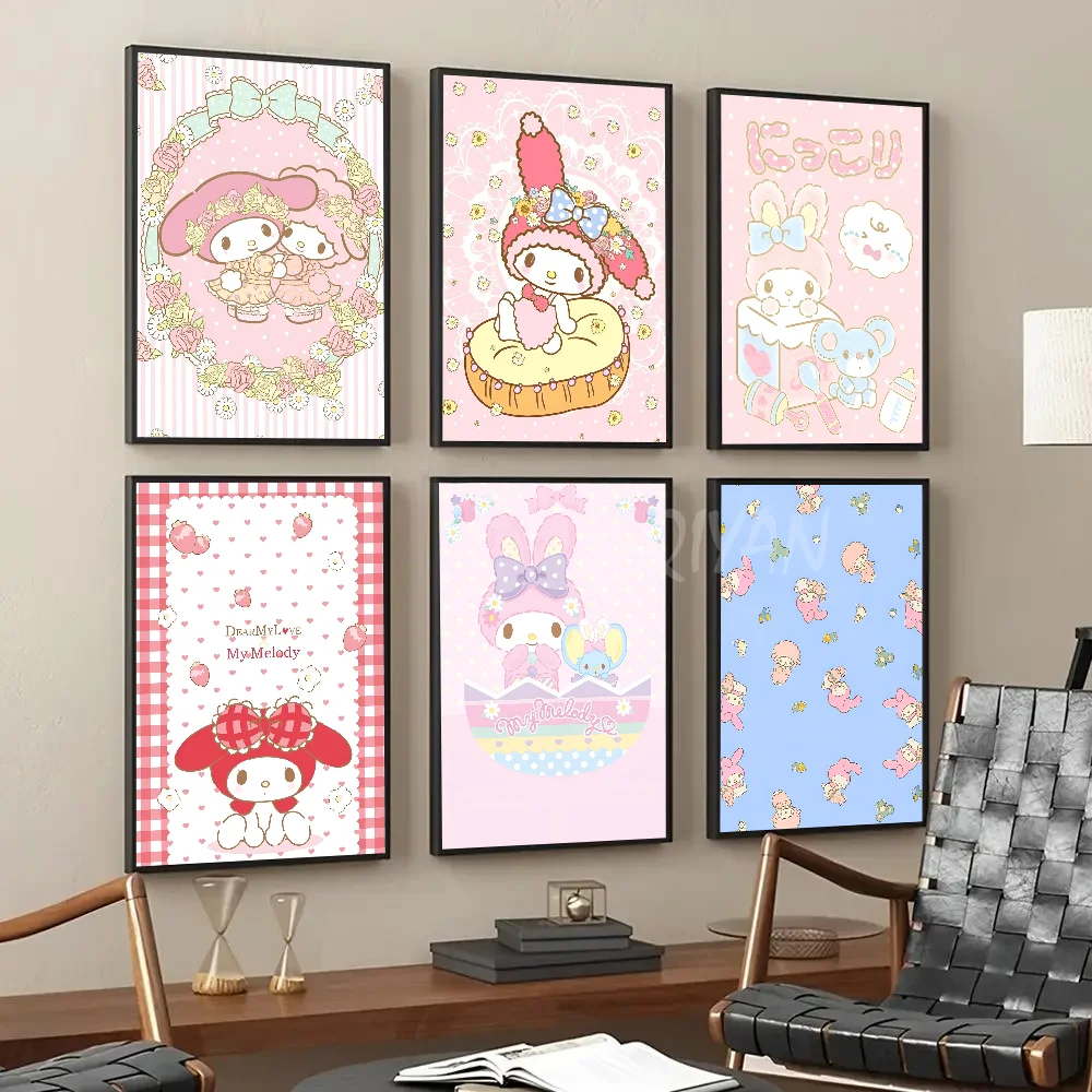 

Kawaii Cartoon Cute Poster Paper Print Home Living Room Bedroom My-Melodys Entrance Bar Restaurant Cafe Art Painting Decoration
