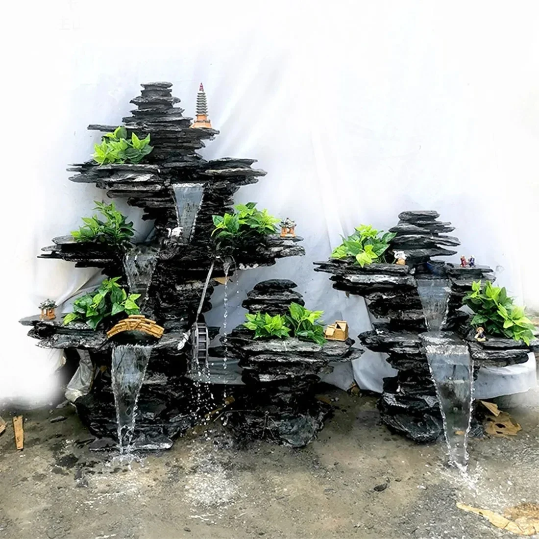 Rockery Stone Natural Raw Stone Flowing Water Fountain Fish Pond Landscaping Courtyard Garden Villa Water Landscape Ornaments fa