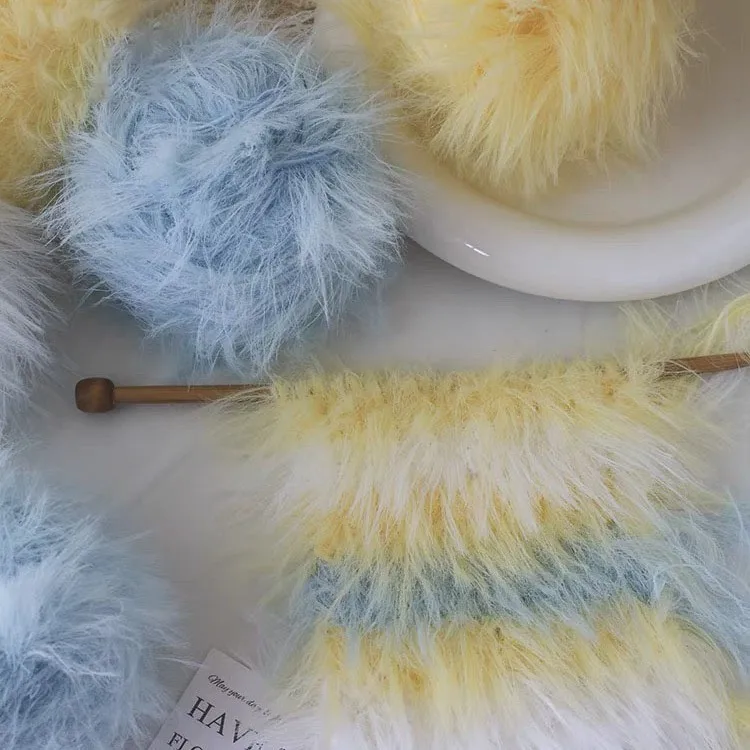 100g Long Hair Imitation Mink Wool Thread 8cm Diy Crochet Knitting Thread Single Strand Hand Mixed Thread Wool Thread Ball
